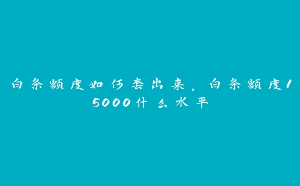 白条额度如何套出来，白条额度15000什么水平