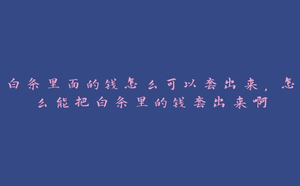 白条里面的钱怎么可以套出来，怎么能把白条里的钱套出来啊