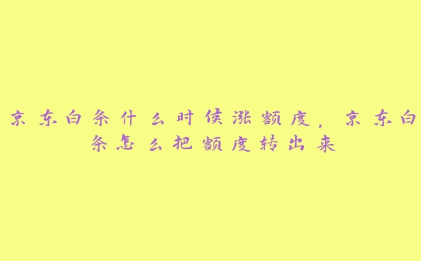 京东白条什么时候涨额度，京东白条怎么把额度转出来