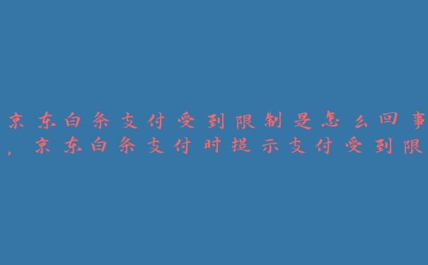 京东白条支付受到限制是怎么回事，京东白条支付时提示支付受到限制?