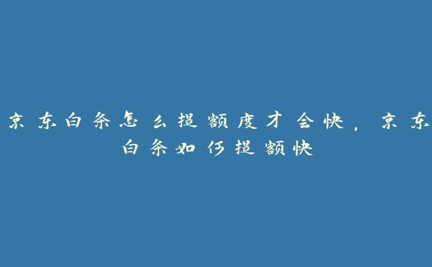 京东白条怎么提额度才会快，京东白条如何提额快