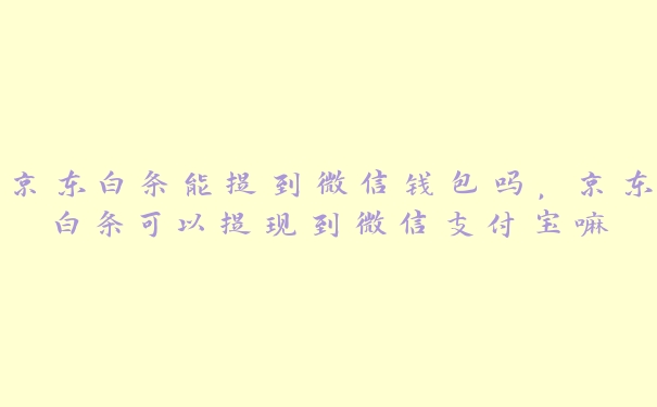 京东白条能提到微信钱包吗，京东白条可以提现到微信支付宝嘛