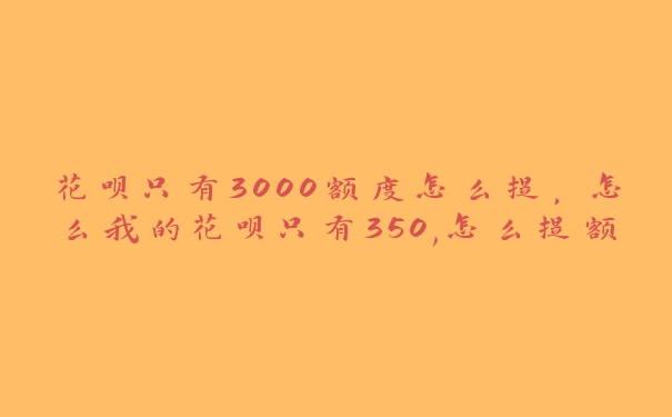 花呗只有3000额度怎么提，怎么我的花呗只有350,怎么提额