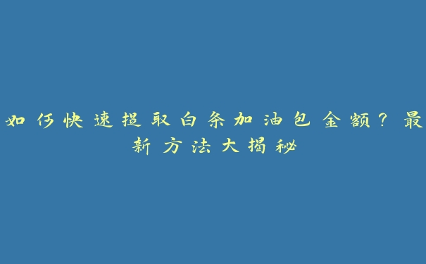 如何快速提取白条加油包金额？最新方法大揭秘