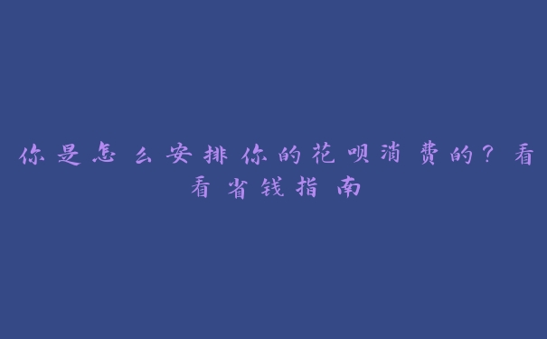 你是怎么安排你的花呗消费的？看看省钱指南