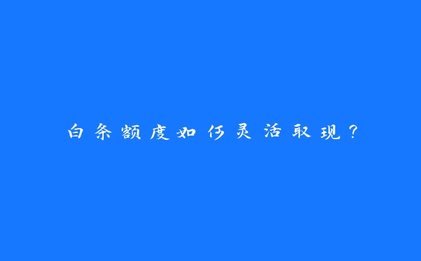 白条额度如何灵活取现？