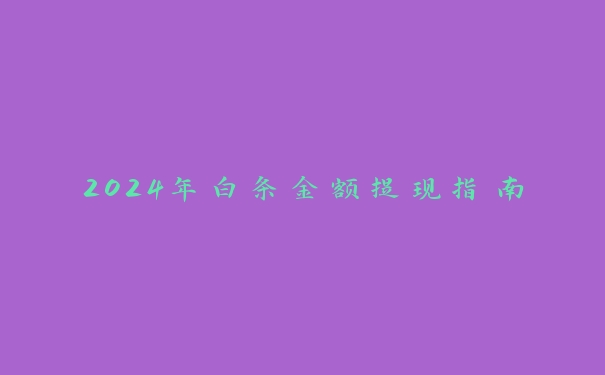 2024年白条金额提现指南