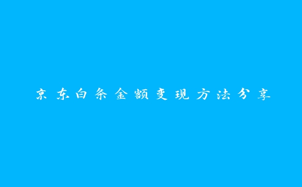 京东白条金额变现方法分享