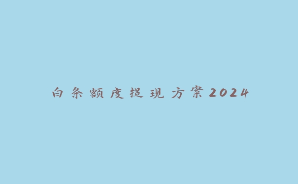 白条额度提现方案2024