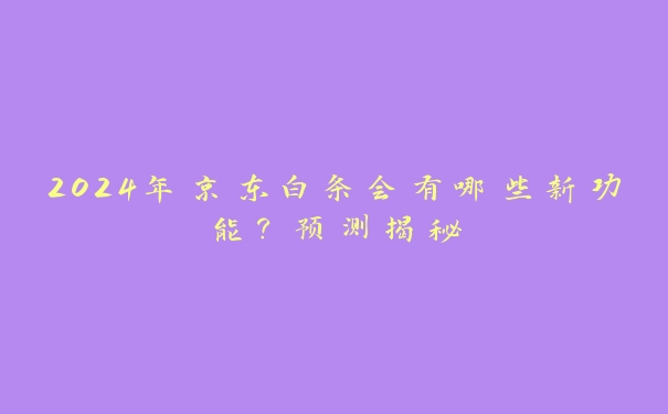 2024年京东白条会有哪些新功能？预测揭秘