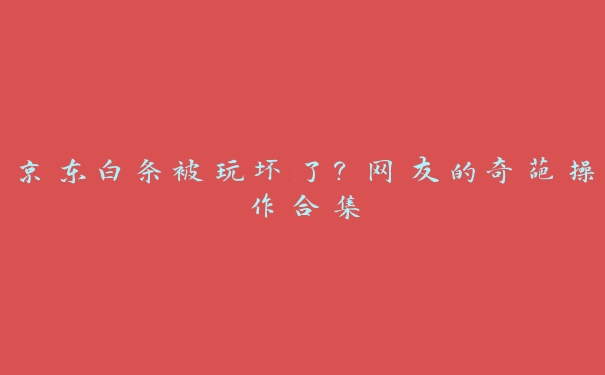 京东白条被玩坏了？网友的奇葩操作合集