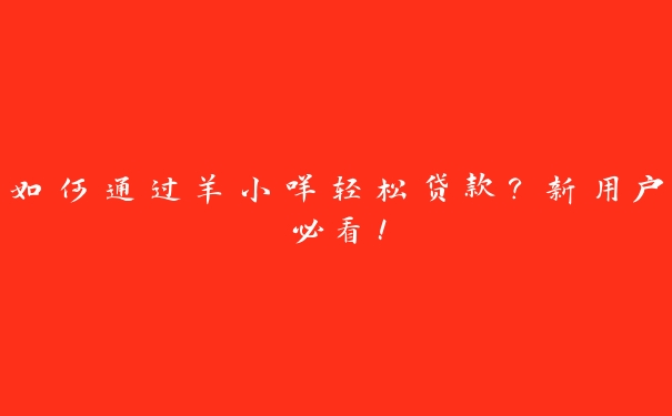 如何通过羊小咩轻松贷款？新用户必看！