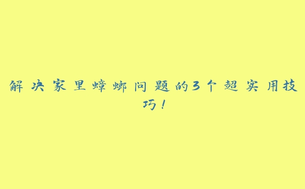 解决家里蟑螂问题的3个超实用技巧！