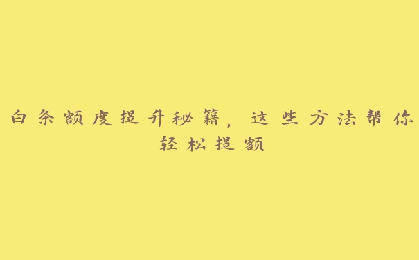 白条额度提升秘籍，这些方法帮你轻松提额