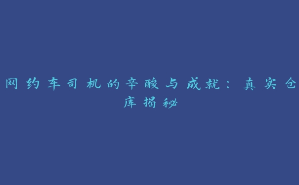 网约车司机的辛酸与成就：真实仓库揭秘