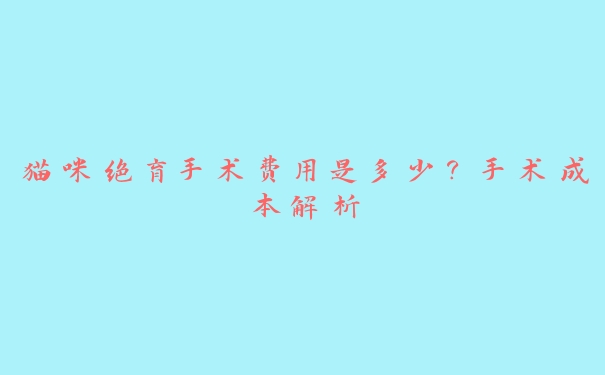 猫咪绝育手术费用是多少？手术成本解析