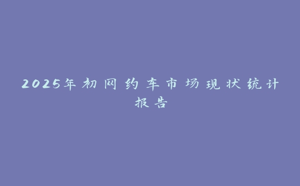 2025年初网约车市场现状统计报告