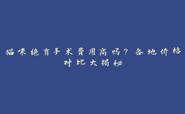 猫咪绝育手术费用高吗？各地价格对比大揭秘