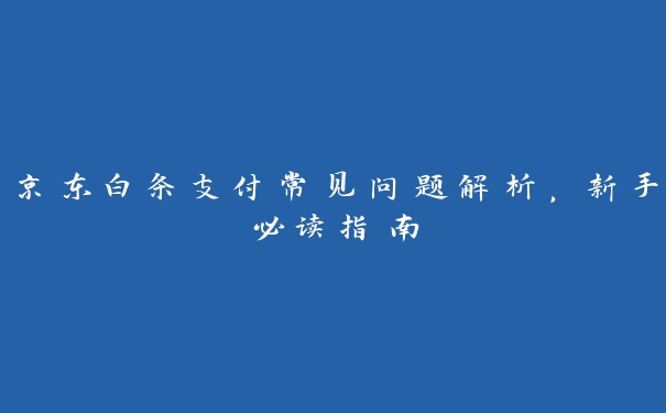 京东白条支付常见问题解析，新手必读指南