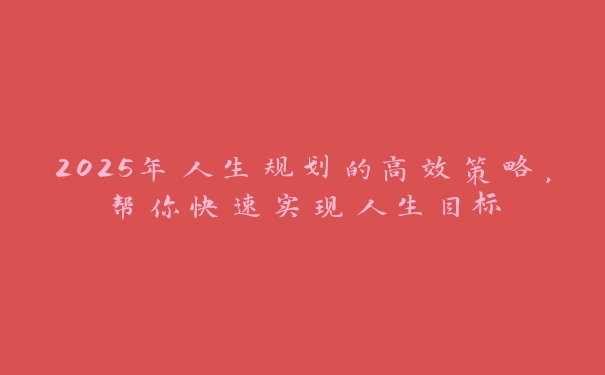 2025年人生规划的高效策略，帮你快速实现人生目标