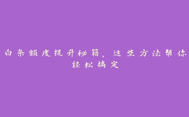 白条额度提升秘籍，这些方法帮你轻松搞定