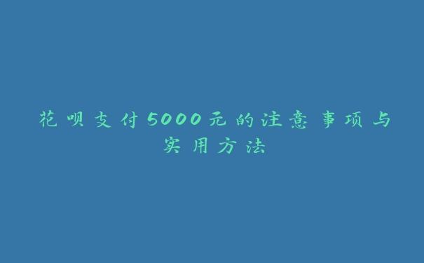 花呗支付5000元的注意事项与实用方法