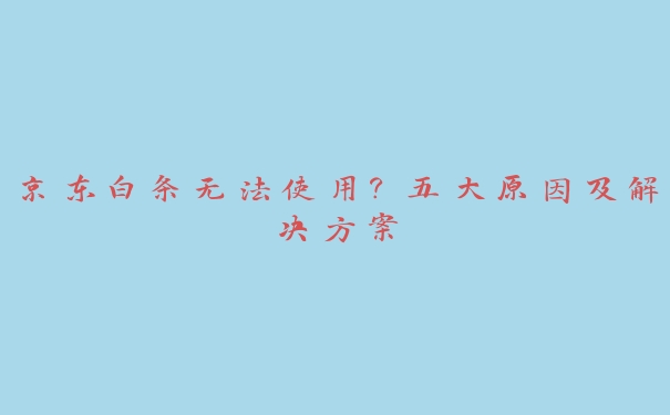 京东白条无法使用？五大原因及解决方案