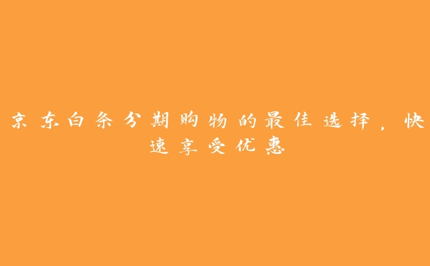 京东白条分期购物的最佳选择，快速享受优惠