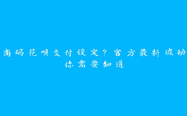 商码花呗支付设定？官方最新波动你需要知道