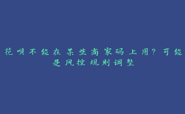 花呗不能在某些商家码上用？可能是风控规则调整