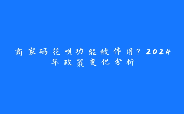 商家码花呗功能被停用？2024年政策变化分析